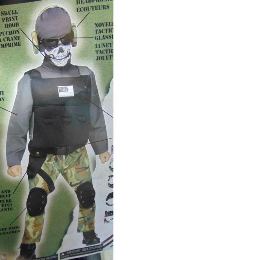 Skull Soldier Sniper Squadron Halloween Costume 4/6 Jumpsuit Boys 9 Piece Set